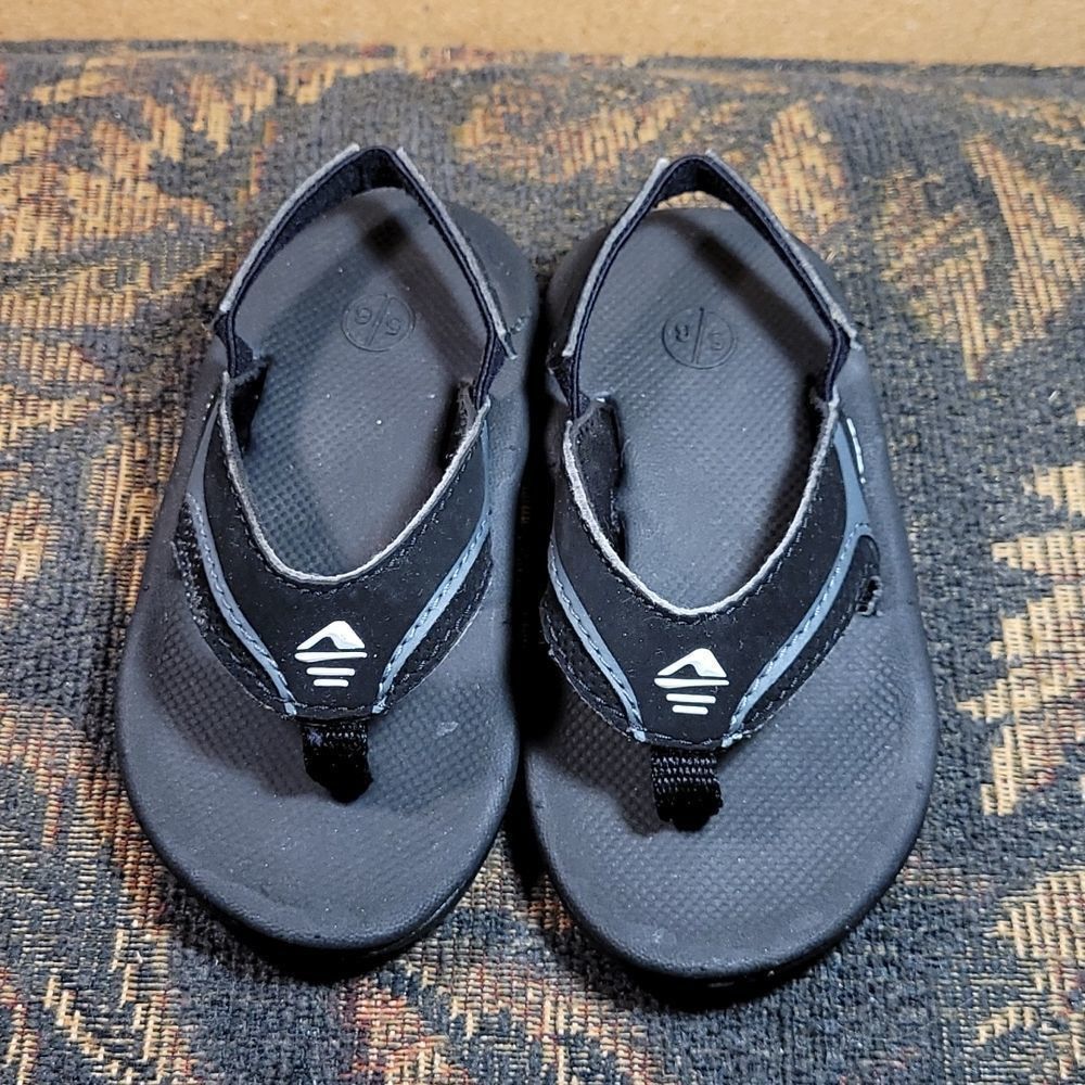Reef Infant Black Little Fanning Sandals with Backstrap- Size 5/6